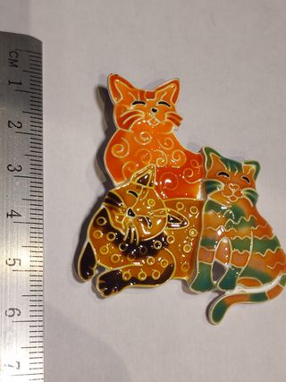 Broche y colgante para collar de 3 gatos 🐱 mujer
