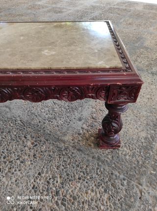 Mesa antigua mármol y madera