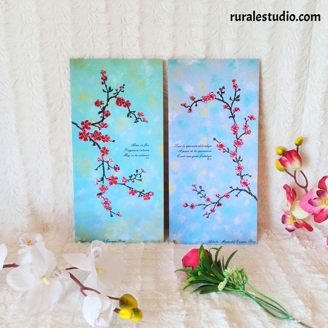 Lote de 2 cuadros decorativos estilo japonés/Print