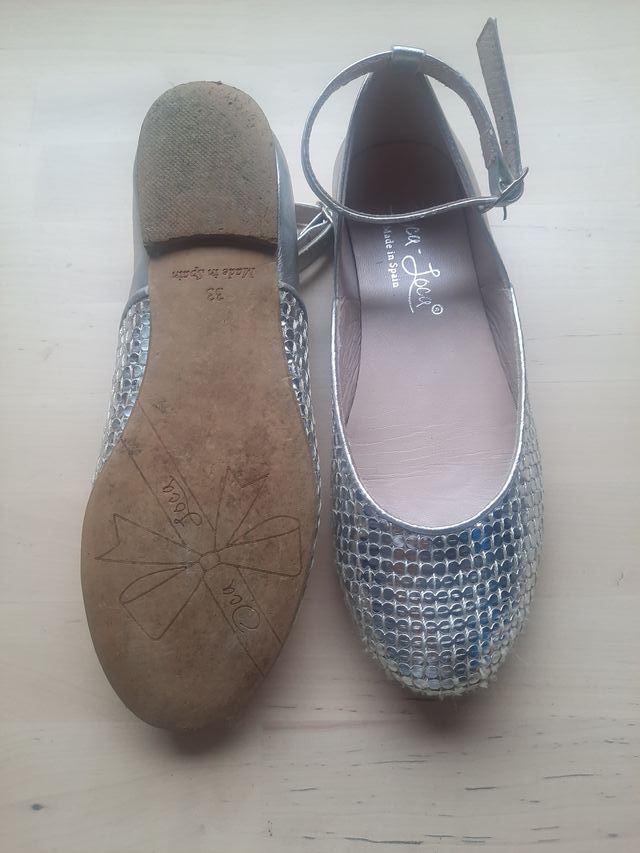 Bailarinas con pulsera T33 plateadas piel