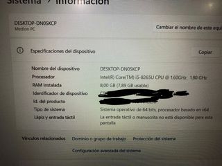 portátil medion 15,6 i5 8gb ram 512ssd