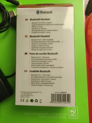 Auricular con micrófono bluetooth