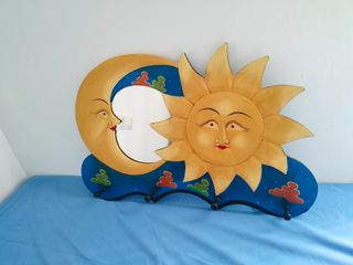 Perchero espejo madera Sol Luna Estrellas Grande