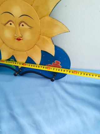 Perchero espejo madera Sol Luna Estrellas Grande