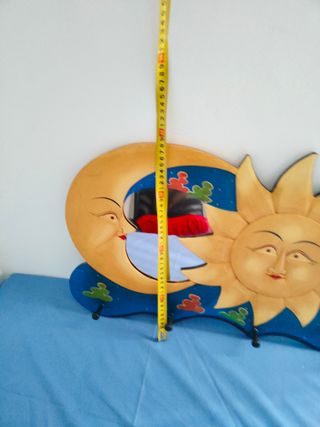 Perchero espejo madera Sol Luna Estrellas Grande