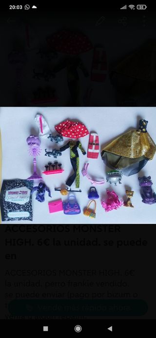 ACCESORIOS MONSTER HIGH. 6€ la unidad. perro frank