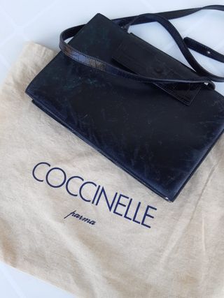 Borsa vintage Coccinelle nera con riflessi verde