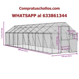 Pajarera de aluminio 1,79x8x1,85 m