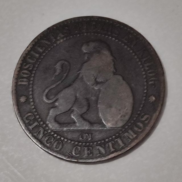 C28 Moneda 5 centimos 1870 Gob Provisional BC-