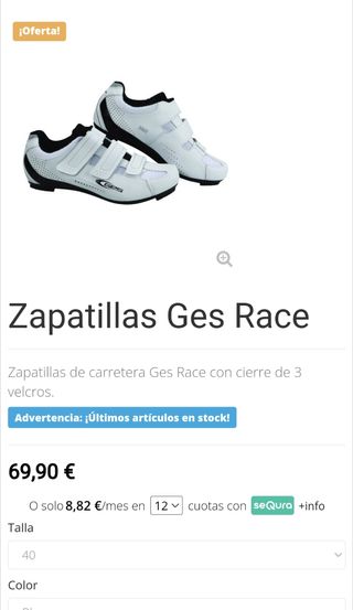 Zapatillas de ciclismo carretera talla 40