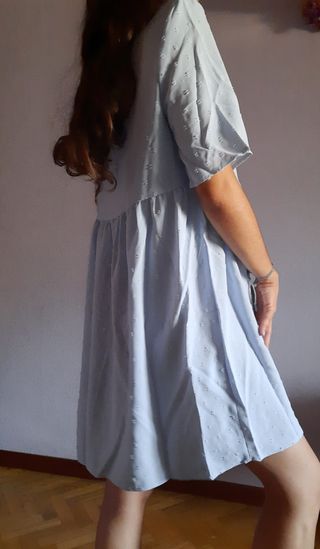 Vestido corto plumetti azul bebé