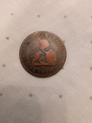 Moneda antigua de cobre 1870