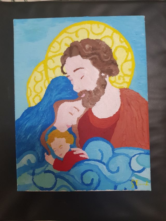 Quadro olio su tela.  Sacra famiglia