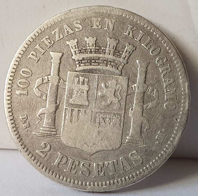 2 Pesetas 1870-Plata-I República