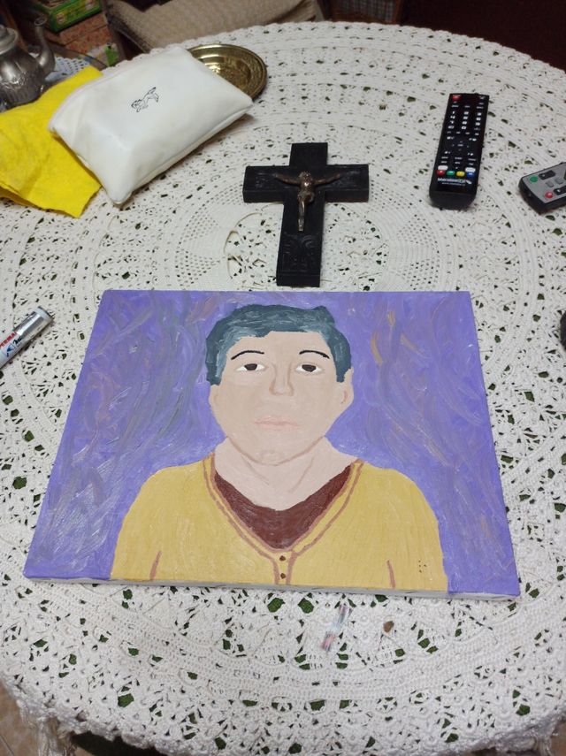 Pintado a mano  figura de chico, 35 x 27 cm