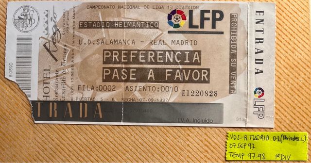 entradas futbol R. MADRID antiguas