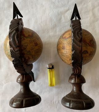 Globo Terraqueo Madera Vintage Antiguo