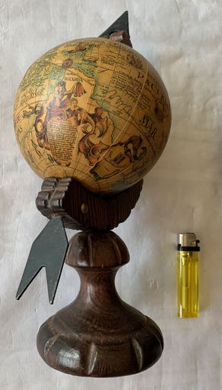 Globo Terraqueo Madera Vintage Antiguo