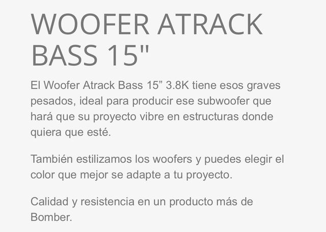 WOOFER 15" BOMBER ATRACK