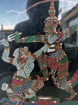 PAÑUELO ENMARCADO ESCENA DIOSES HINDUS