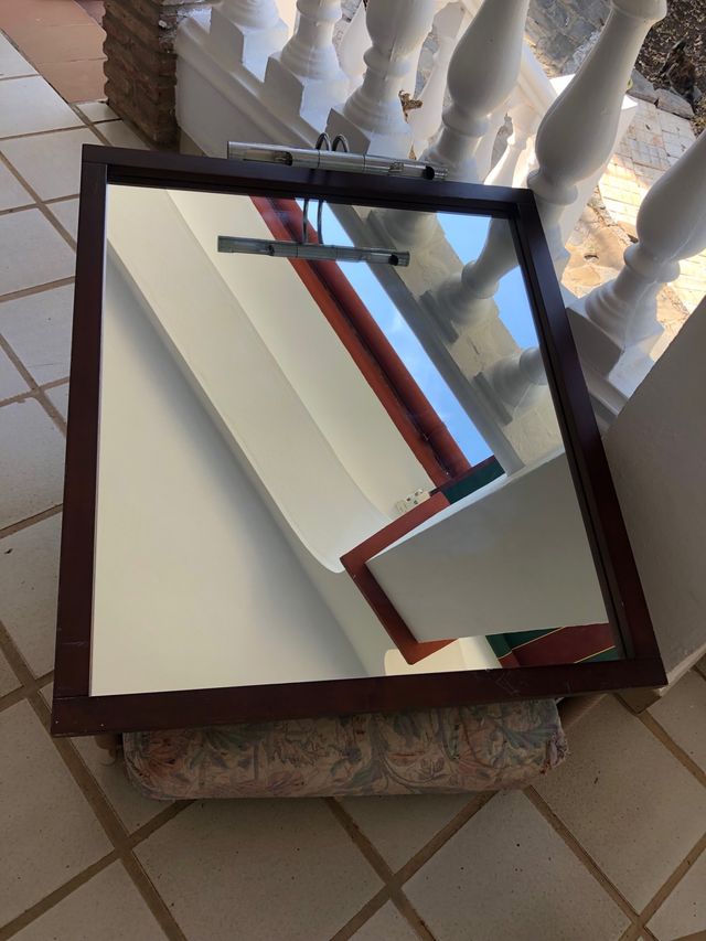 Espejo marco madera con foco