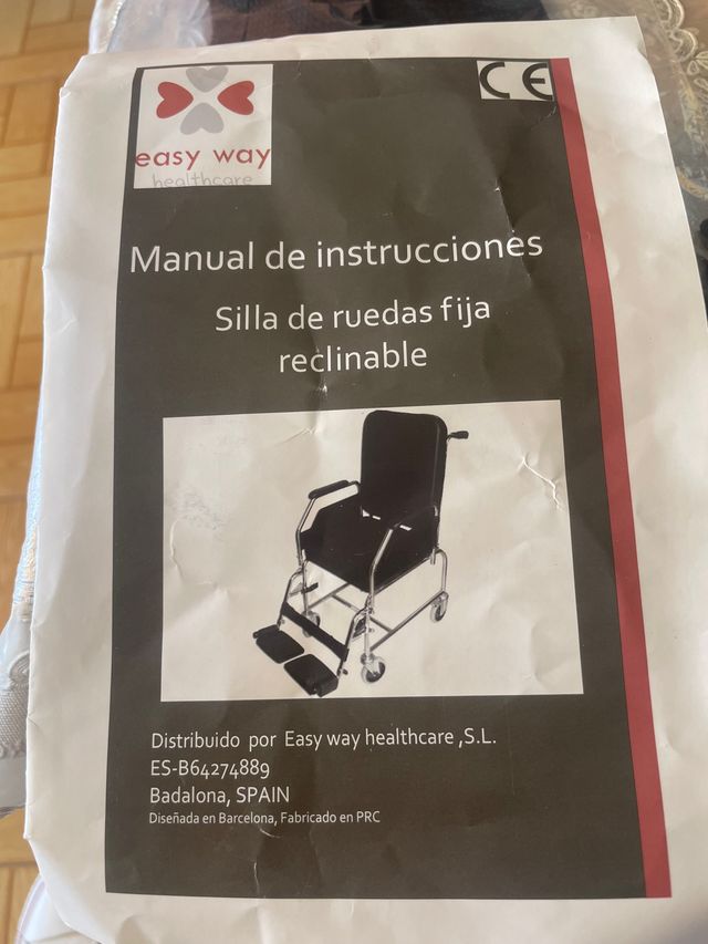 silla de ruedas fija reclinable como nueva