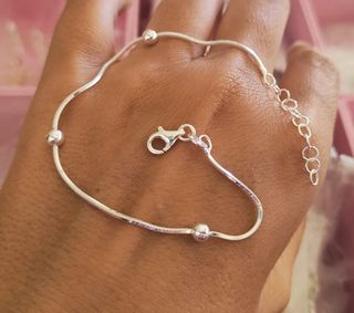 Pulsera cadena serpiente y bolitas plata