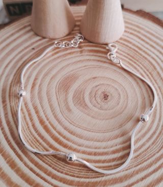 Pulsera cadena serpiente y bolitas plata