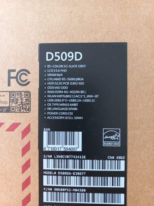 ordenador portátil Asus D509D