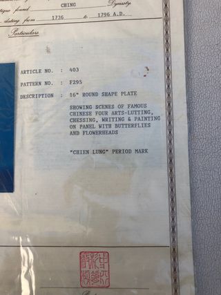Plato porcelana China Antiguo con certificado