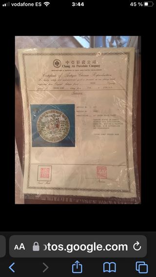 Plato porcelana China Antiguo con certificado