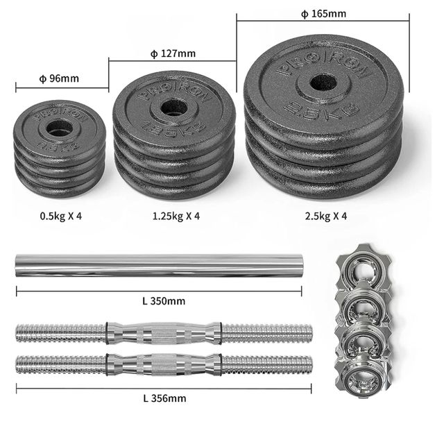 Set variado discos - mancuernas de 20 Kg en total