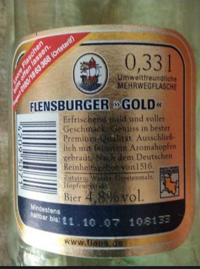 Botellas vacías de cerveza Alemana vintage 2007