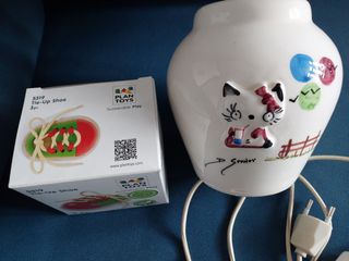 Lote infantil:Zapato educativo,lámpara, tarjetas-c