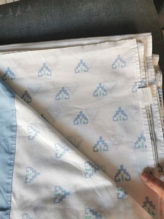 SABANA ENCIMERA BLANCA/AZUL DECORADA 158x270 CM