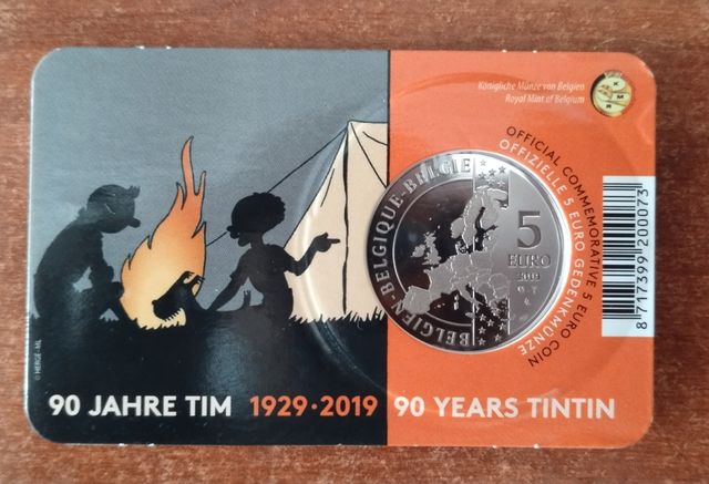 Moneda 5 euro Belgica 2019 Tintin