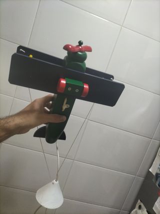 Lampara infantil avión de madera