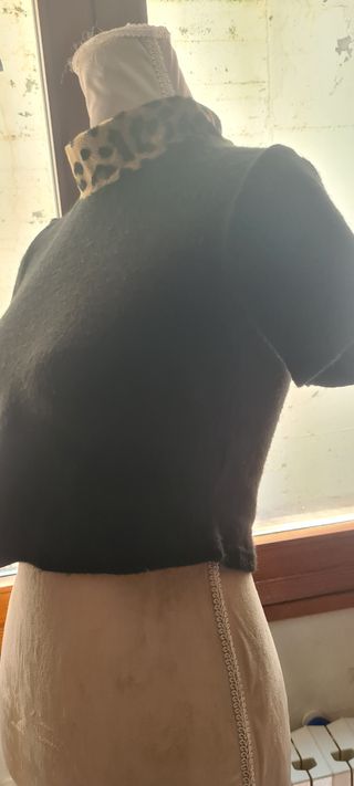 Top corto vintage di lana con guanti tg S