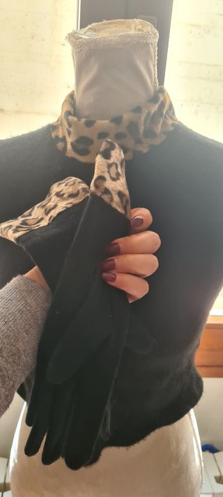 Top corto vintage di lana con guanti tg S