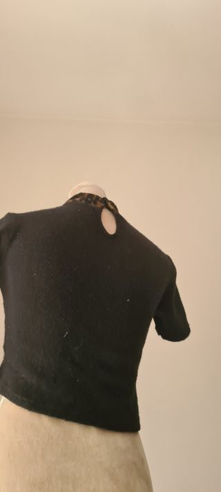 Top corto vintage di lana con guanti tg S