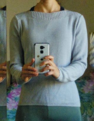 sueter jersey mujer azul claro