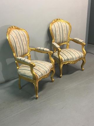 Sillas tapizadas doradas antiguas vintage