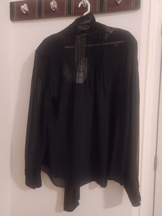 Camisa lazada negra fiesta ZARA