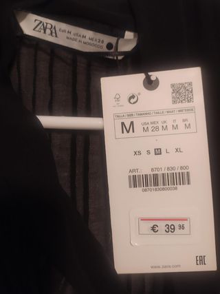 Camisa lazada negra fiesta ZARA