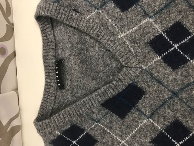 Maglione a Rombi taglia L Sisley collo a V