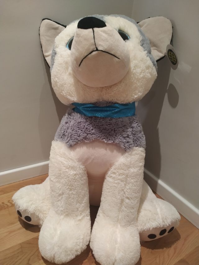 Peluche gigante husky con la etiqueta (nuevo)