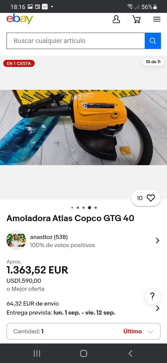 Amoladora rectificadora Atlas Copco