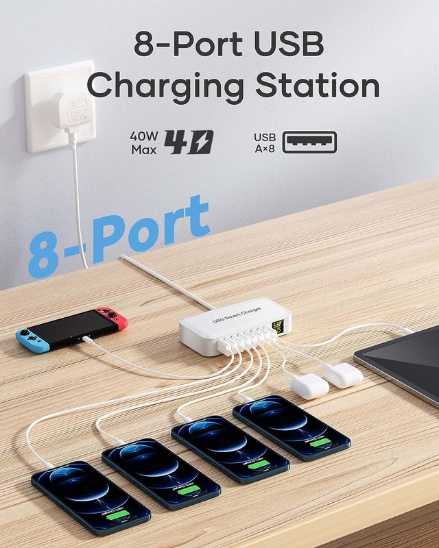 Cargador 8 puertos con pantalla. NUEVO