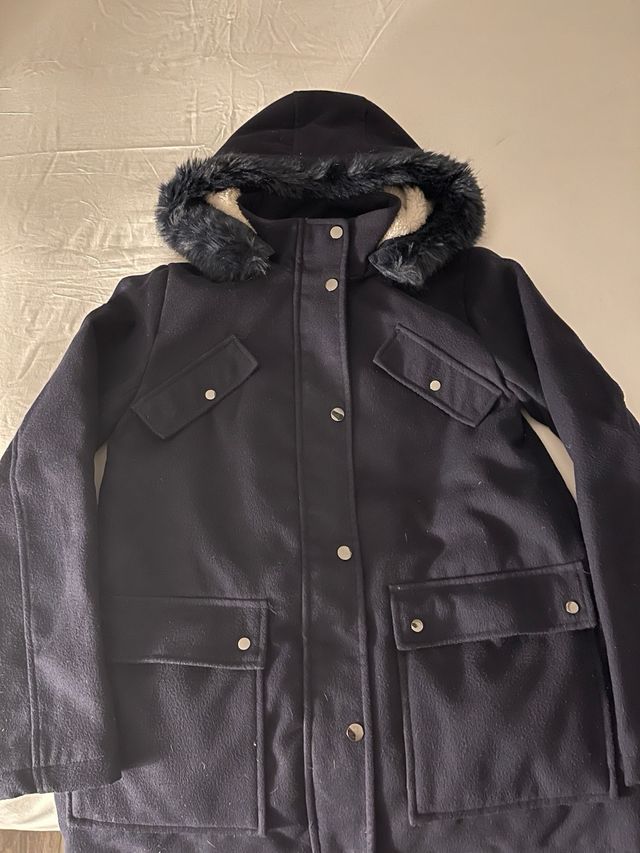 Trenca en paño azul marino