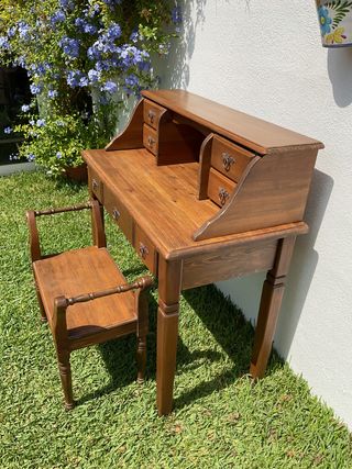 Escritorio colonial madera natural maciza